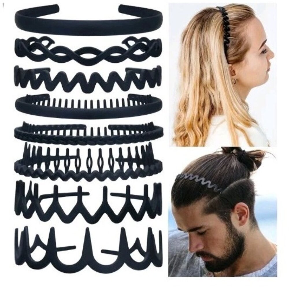 8 PCS Non Slip Fashion Effortless Plastic Headbands with Teeth Comb Bands